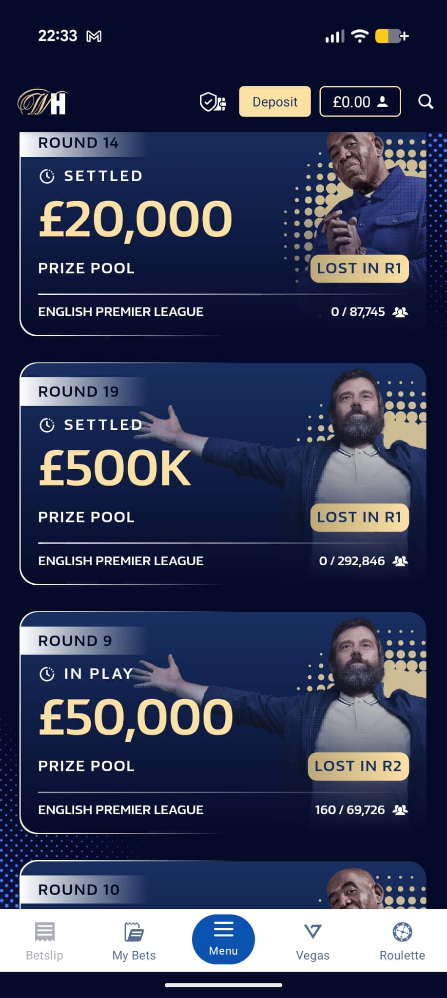 Prize pools by round