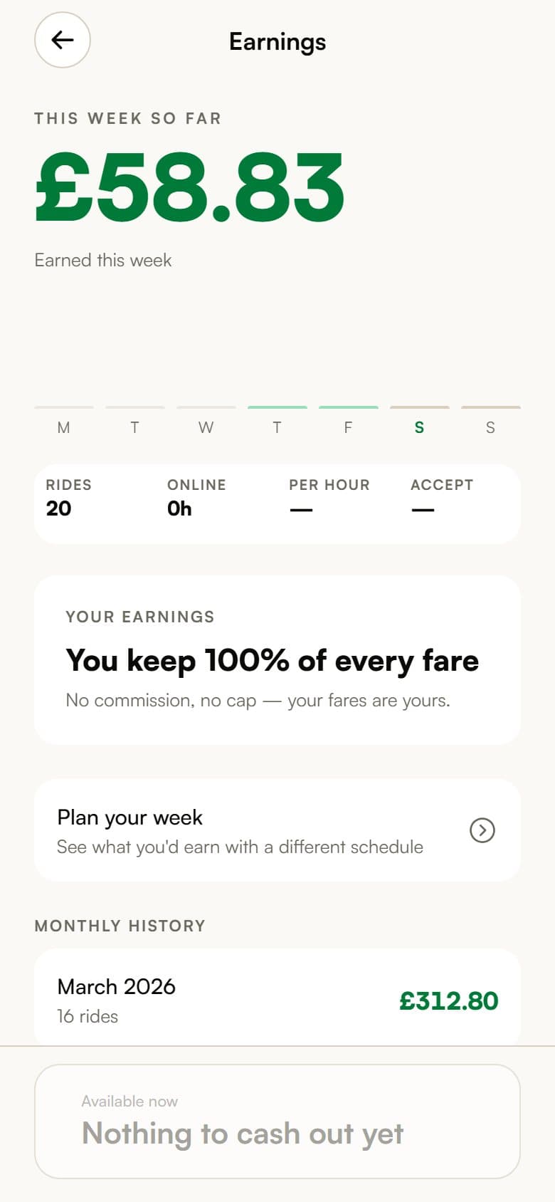Driver earnings
